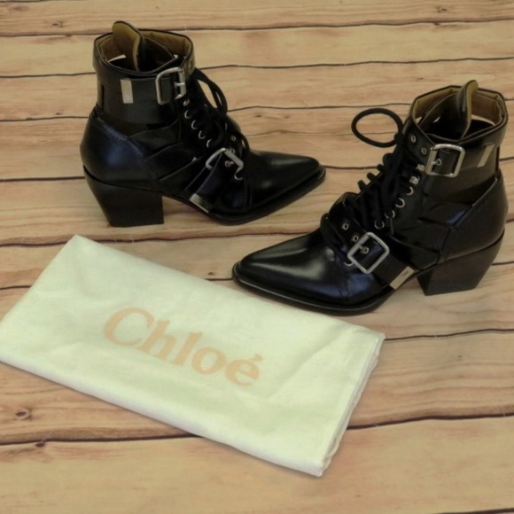 Chloe Shoes - NEW Chloe Rylee Boot Black Cutout Leather Size 36